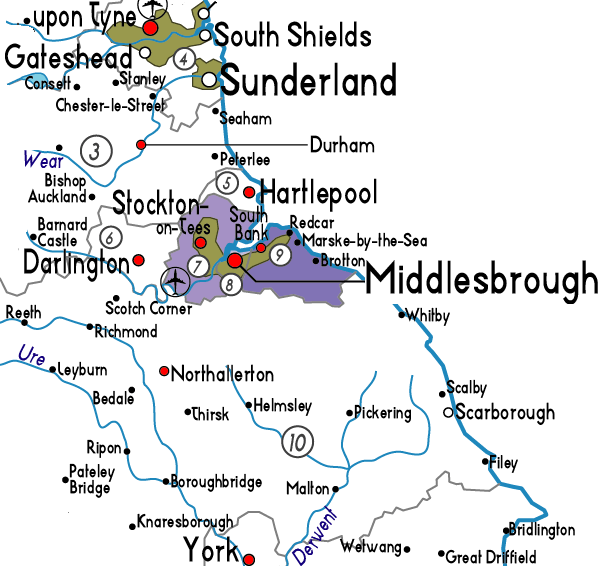 Stockton on Tees carte